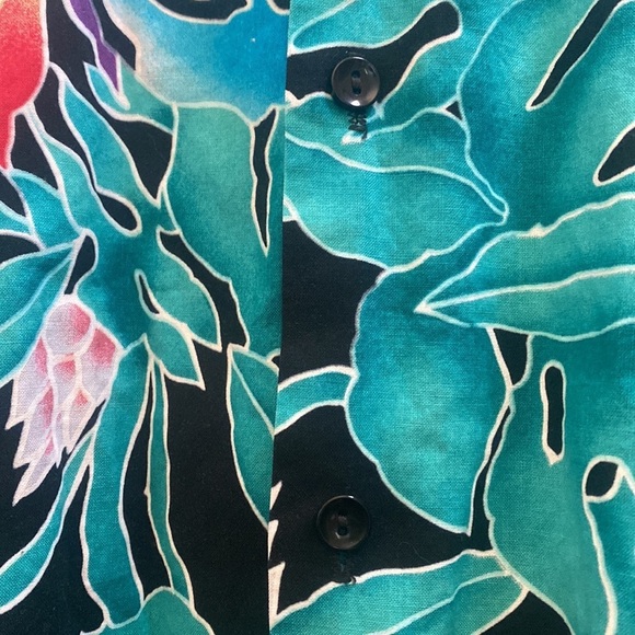 Vtg 70s Hilo Hattie bird of paradise Hawaiian-made button-front shirt size XL - Picture 2 of 6